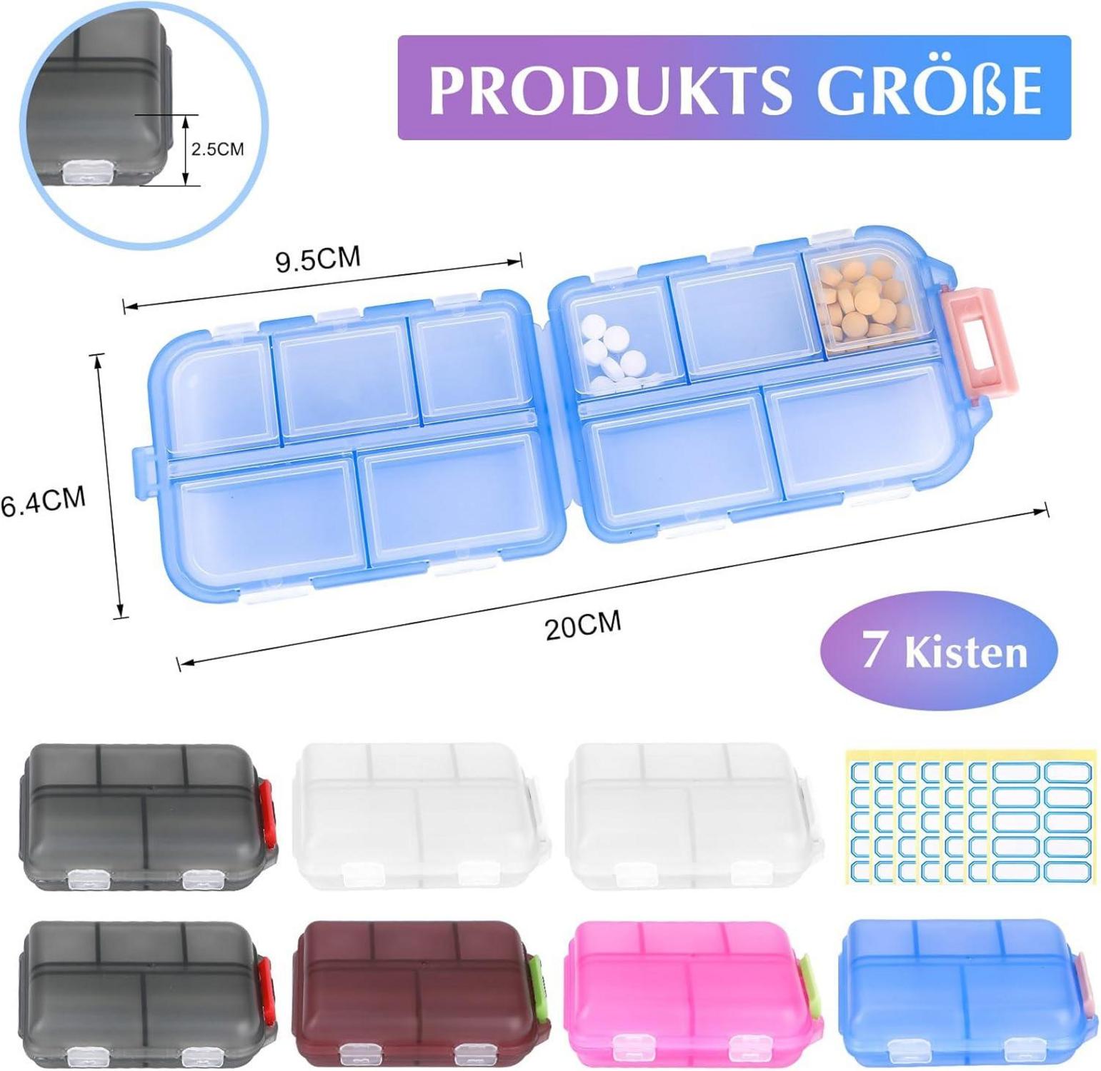 Medikamentenbox 7 Tage Tablettenbox 10 Fächer für Morgens