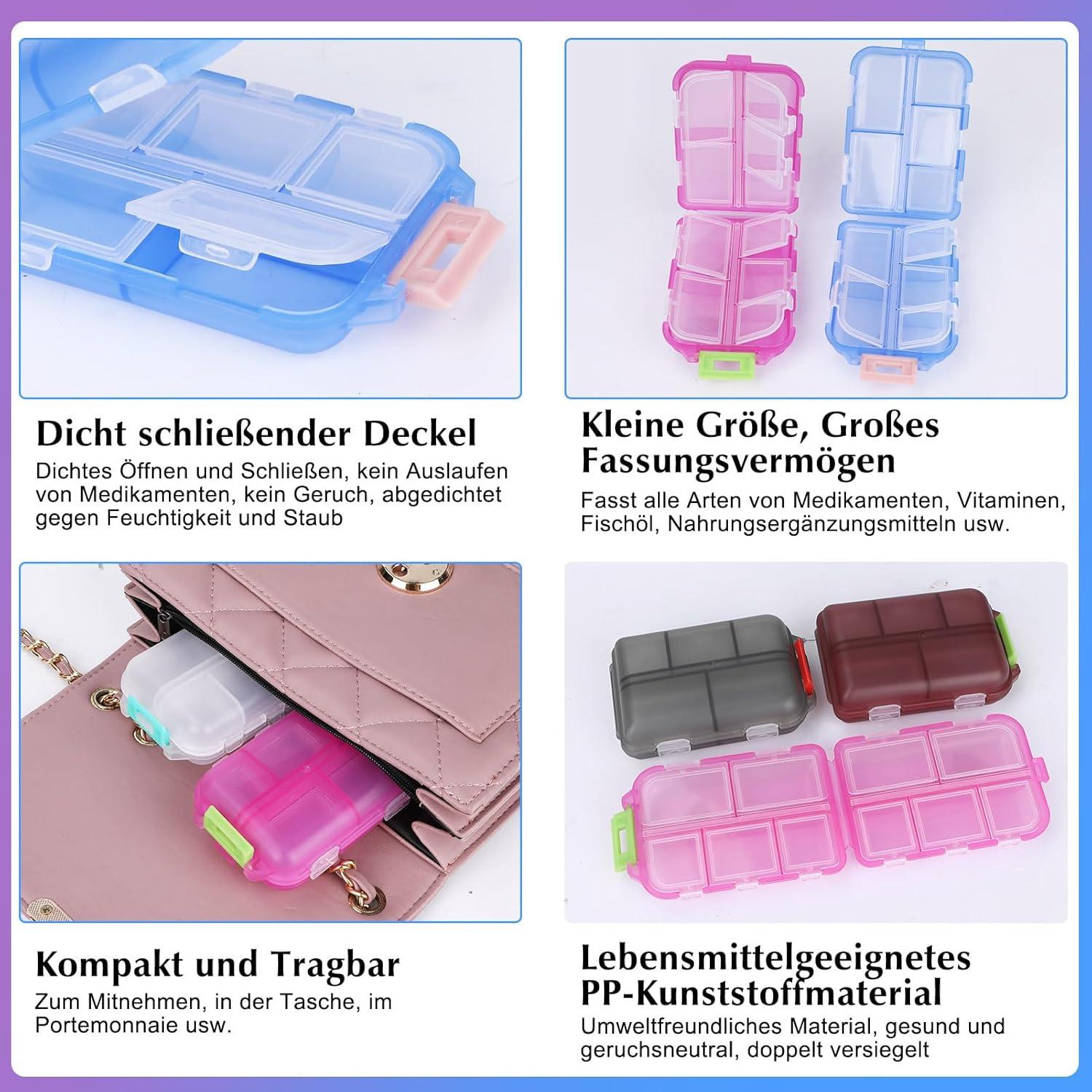 Medikamentenbox 7 Tage Tablettenbox mit 10 Fächern Morgen Mittag Abend