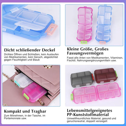 Medikamentenbox 7 Tage Tablettenbox mit 10 Fächern Morgen Mittag Abend