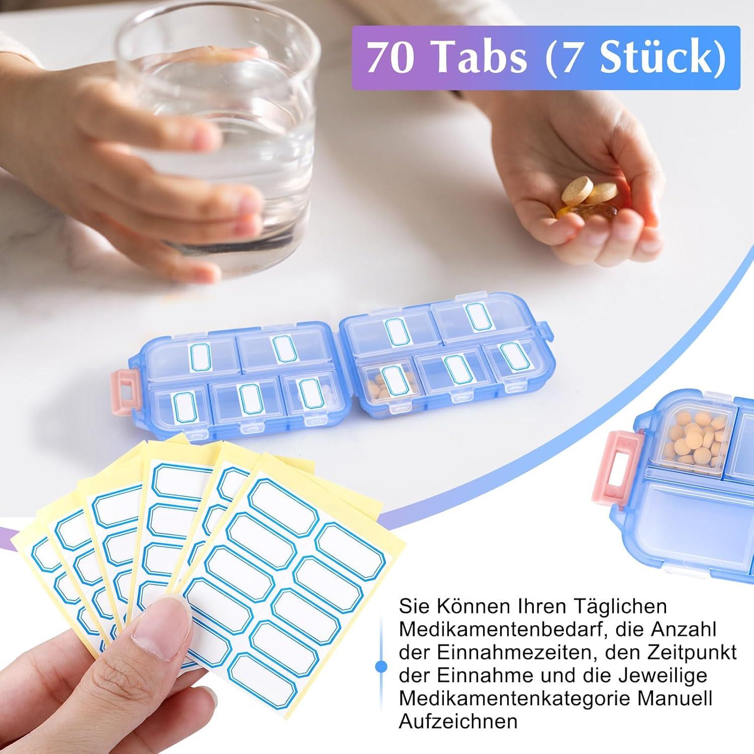 Medikamentenbox 7 Tage Tablettenbox 10 Fächer für Morgens Mittags