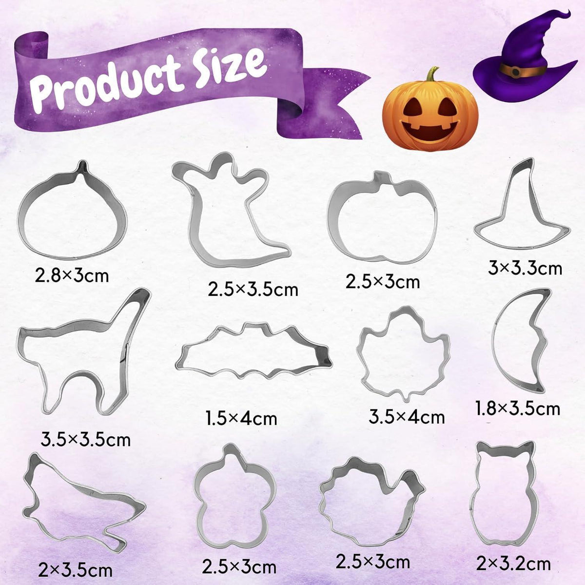 Halloween Ausstechformen Set 12 Stück Mini Edelstahl
