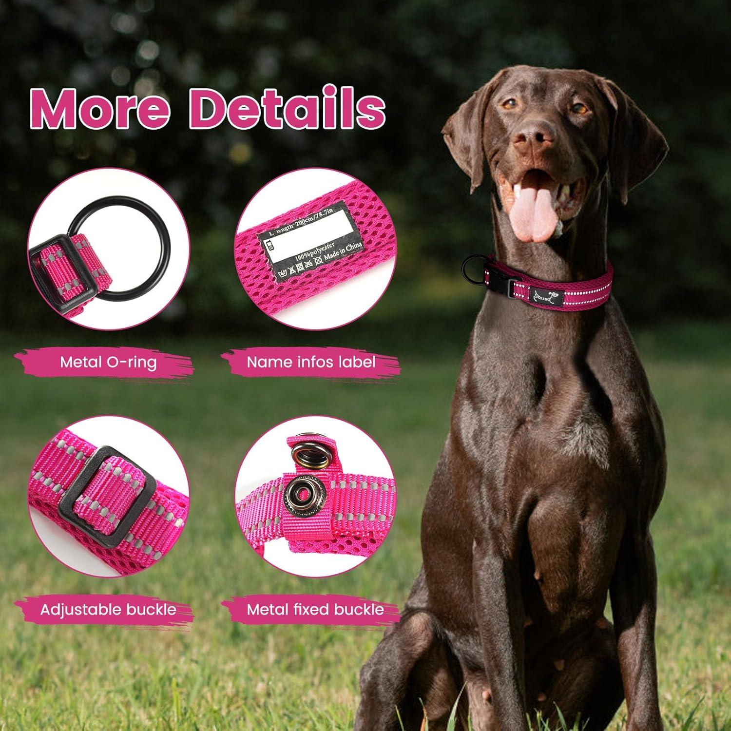 Hundehalsband Nylon Reflektierend Verstellbar Gepolstertes in Rosa M