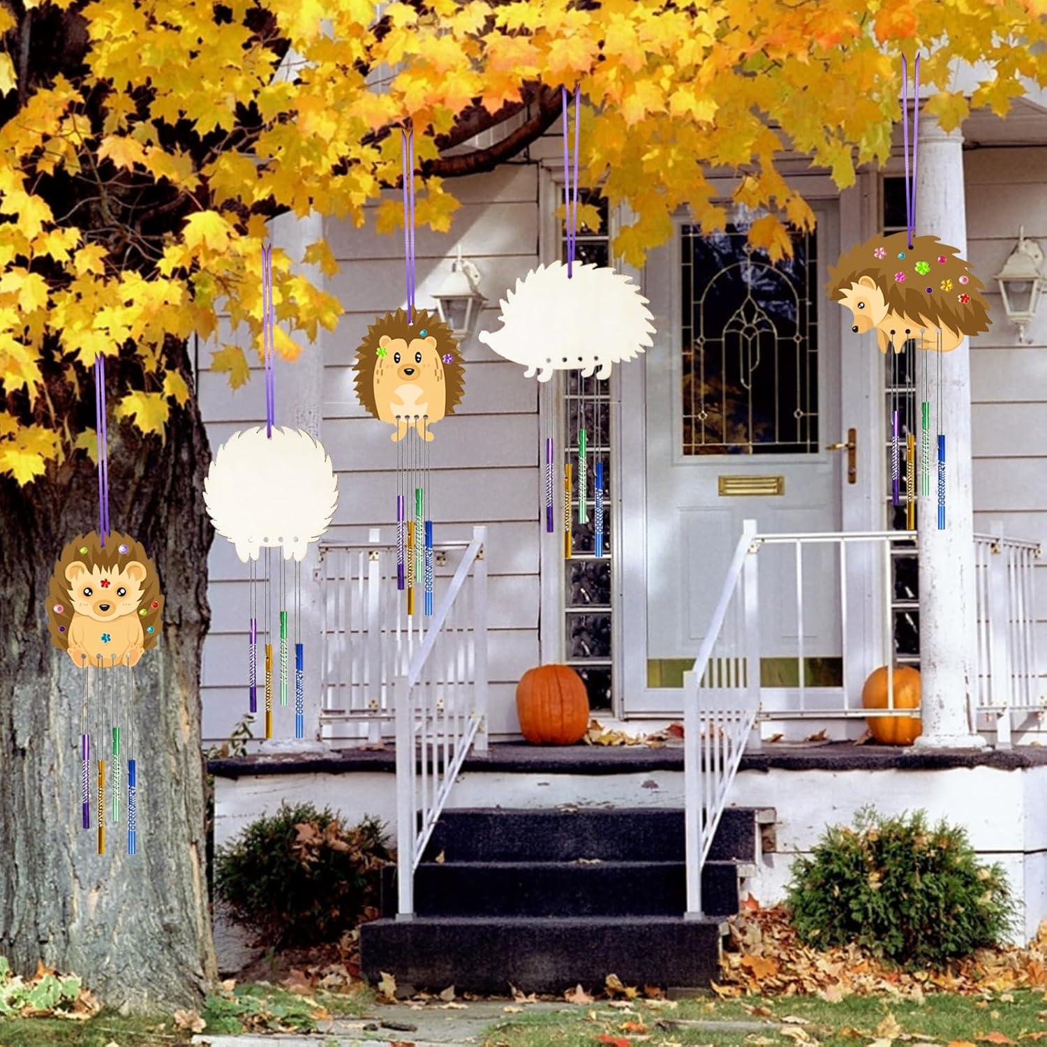 Windspiel Bastelset Kindergeburtstag Holz Mädchen Igel Herbstgeschenk