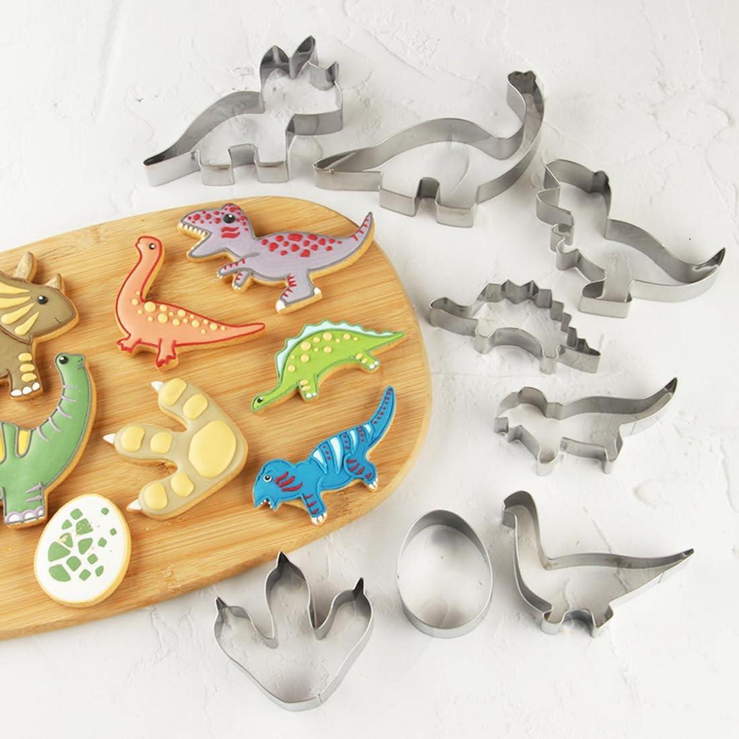 9er Dinosaurier Keksausstecher Set Edelstahl Fondant