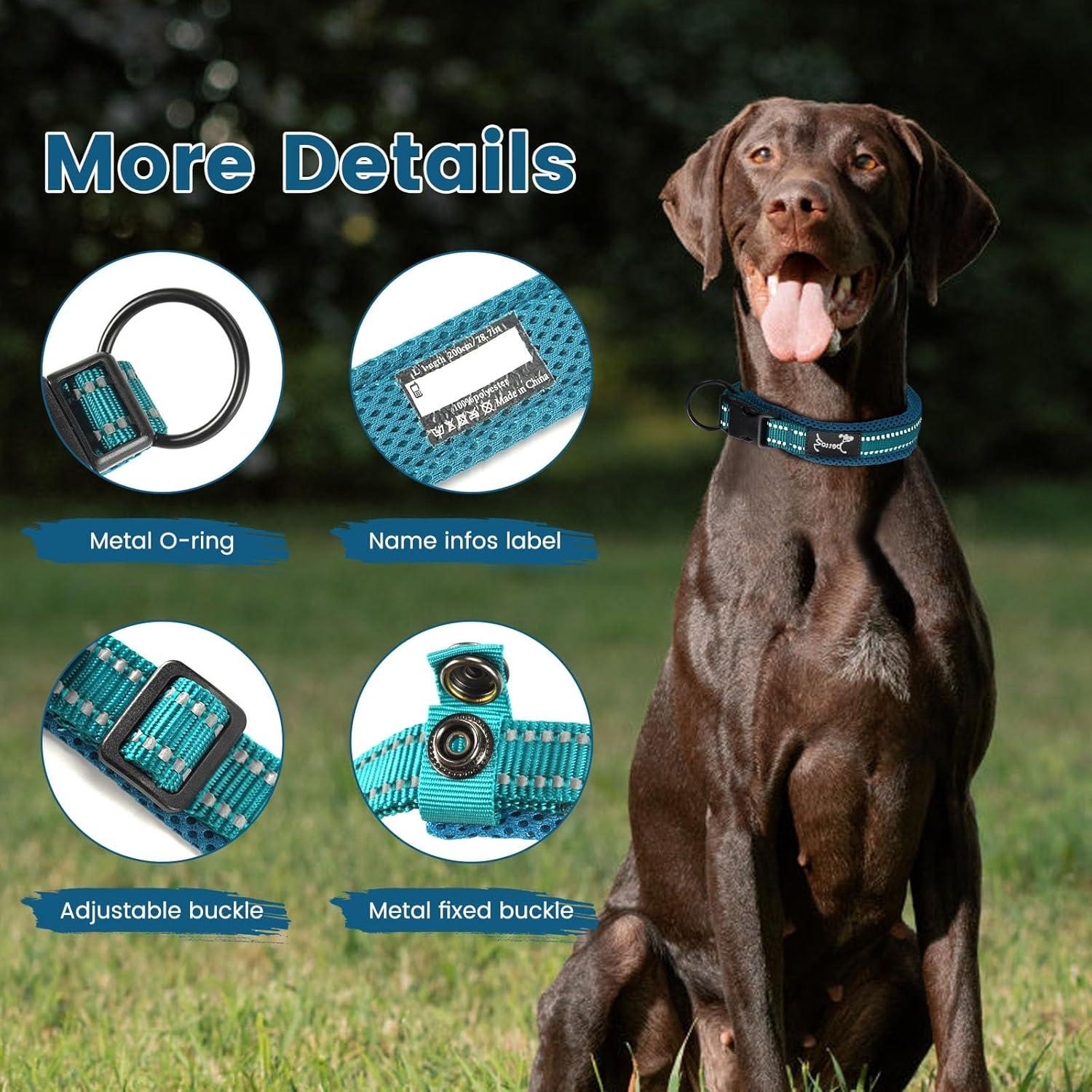 Hundehalsband Nylon Verstellbar Reflektierend Atmungsaktiv Gepolstert