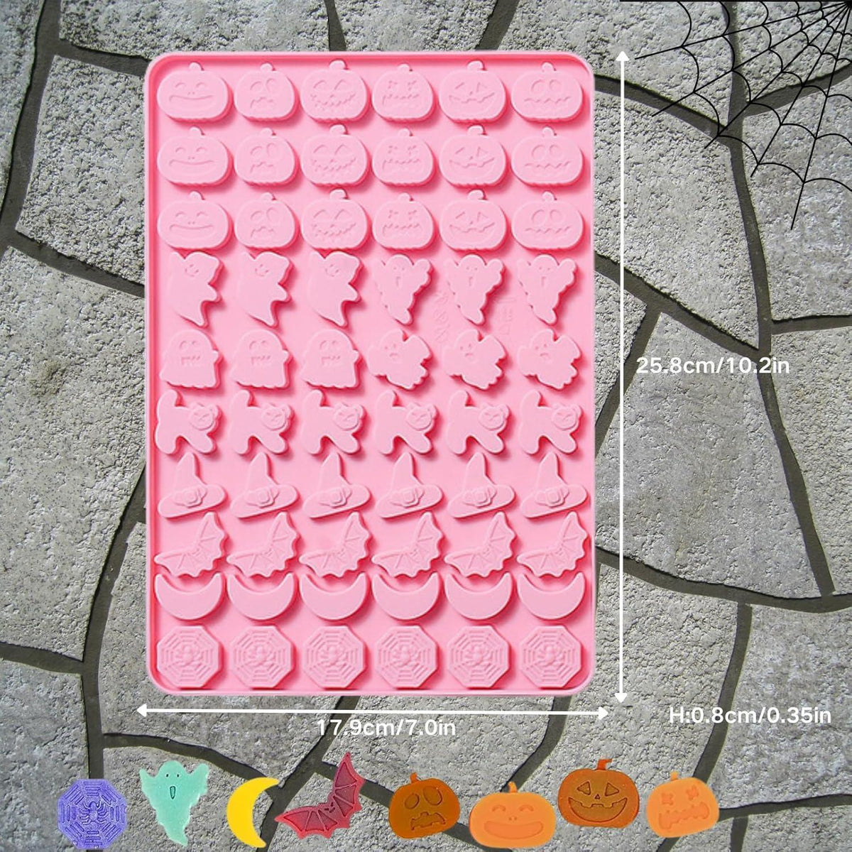 Halloween Silikonform mit 60 Mulden für Schokolade & Kekse