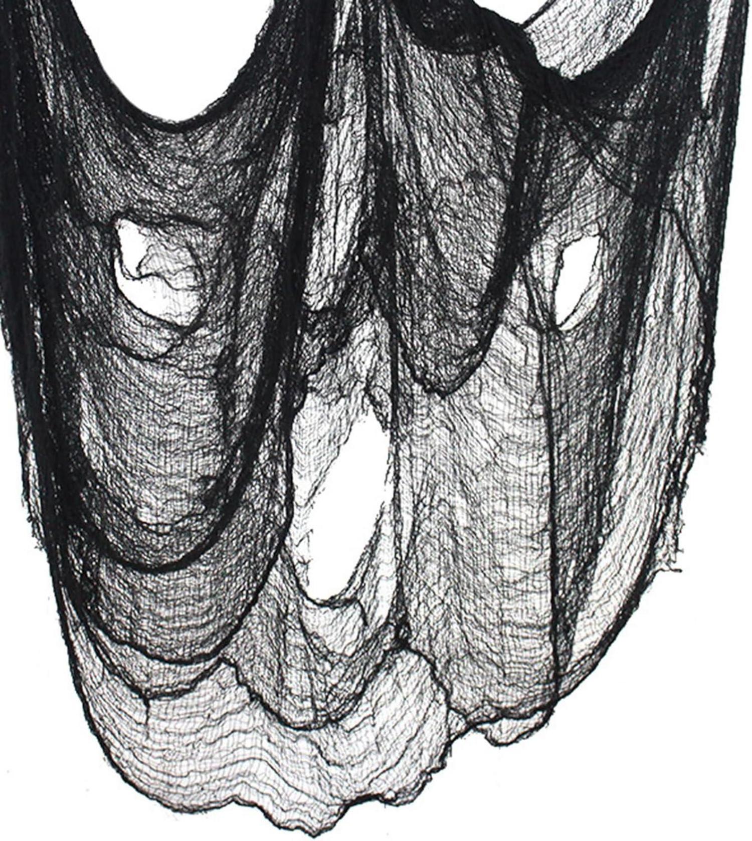 Halloween Schwarze Gaze Deko 215x800 cm Spukhaus Gruseliges Tuch