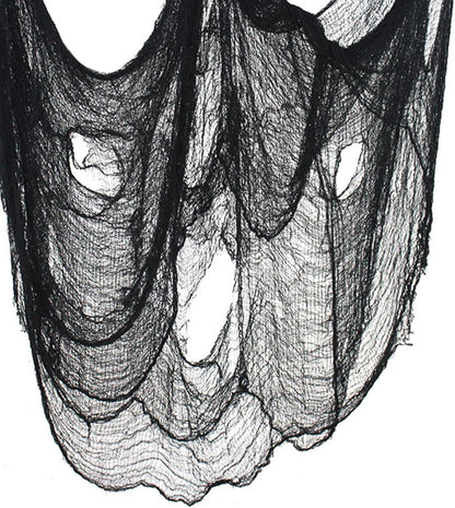 Halloween Schwarze Gaze Deko 215x800 cm Spukhaus Gruseliges Tuch