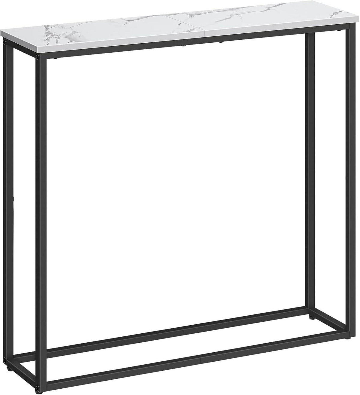 Schmaler Konsolentisch Weiß Marmoroptik 75 cm Rustikaler Holztisch