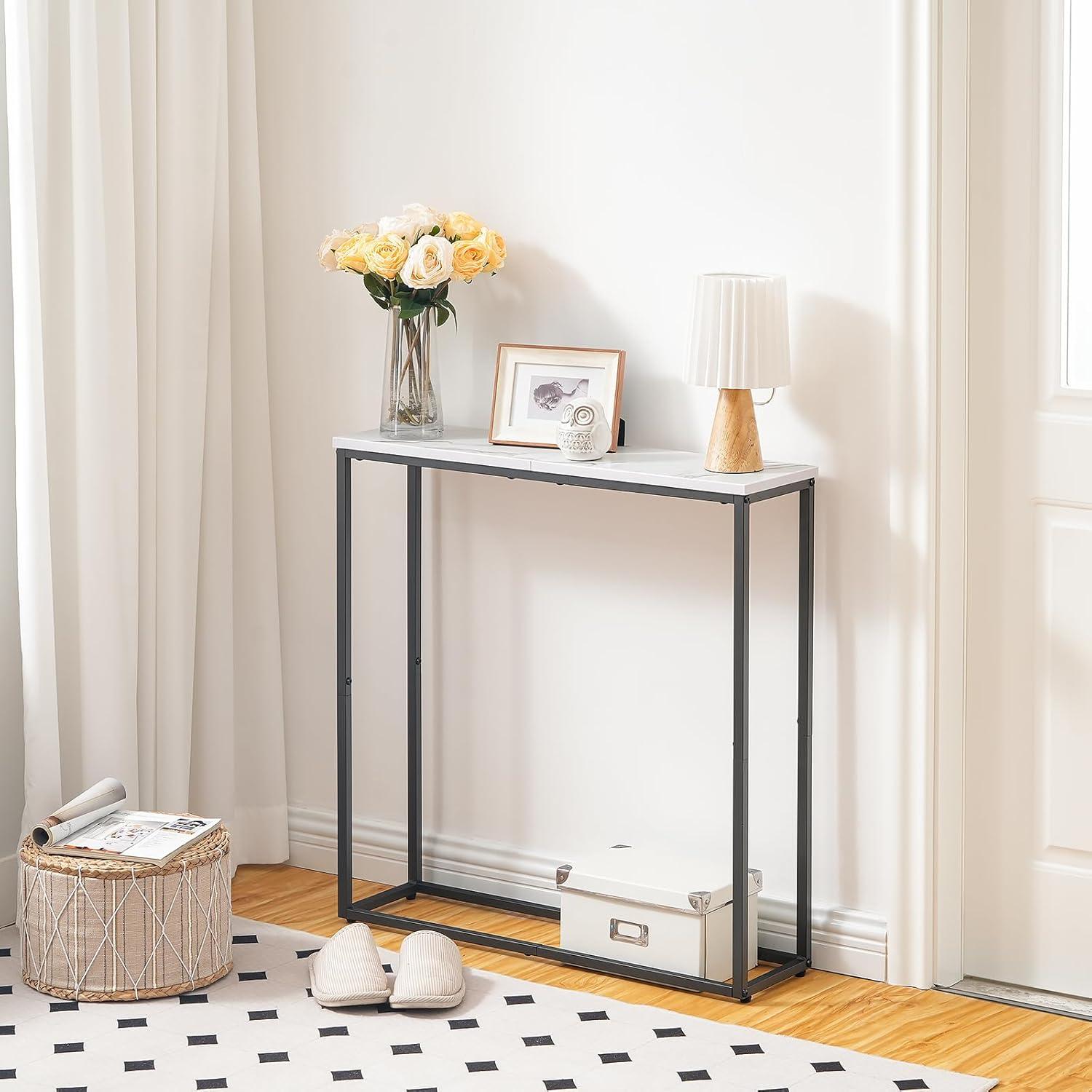 HOOBRO Schmaler Konsolentisch Marmor Weiß 75 cm EBM76XG01