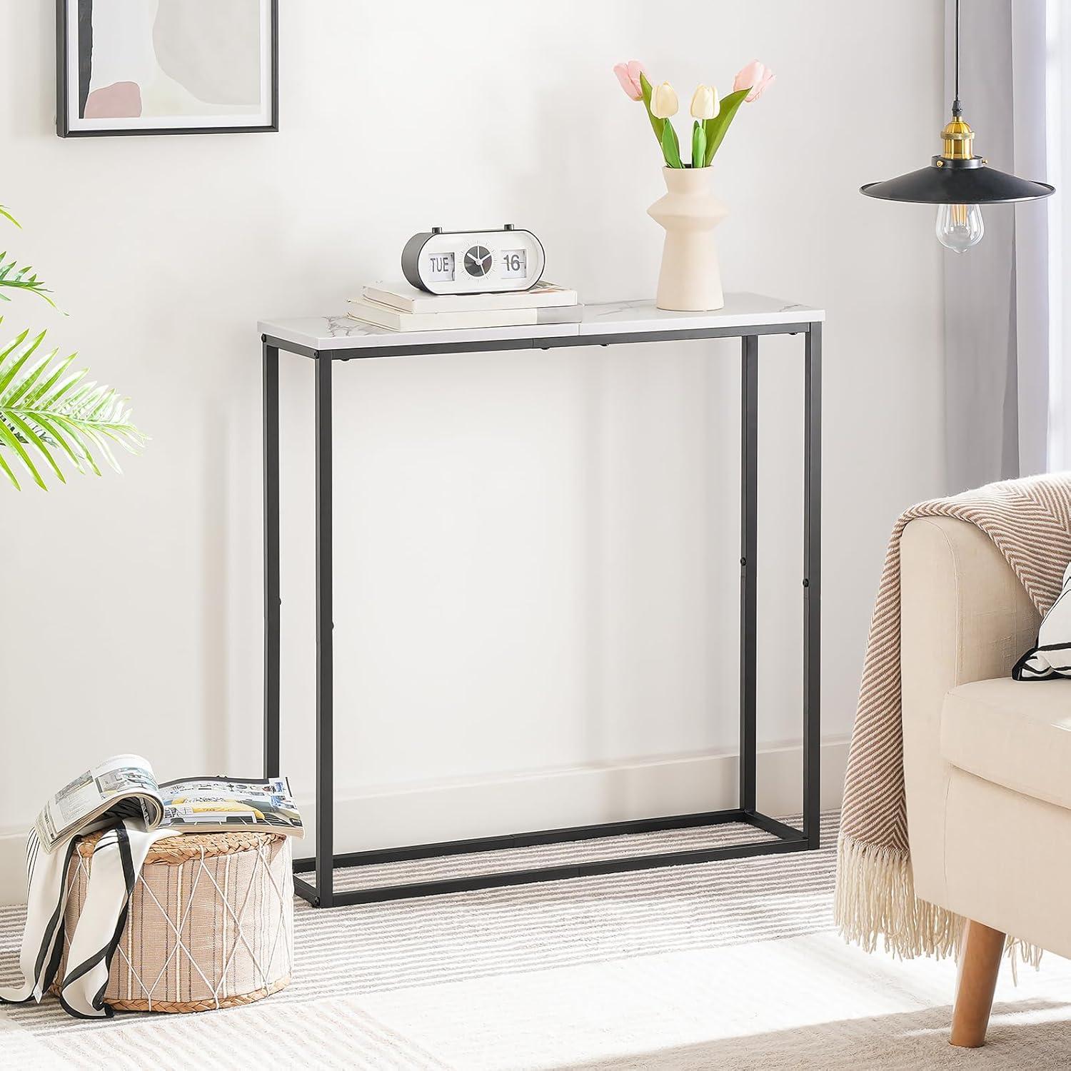 Schmaler Konsolentisch Marmor Weiß, 75 cm, Flur Beistelltisch