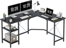 L-förmiger Schreibtisch mit Regalen und 150x120 cm - Schwarz