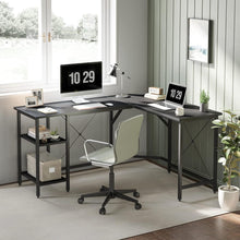 L-förmiger Schreibtisch mit Regalen 150x120 cm Schwarz