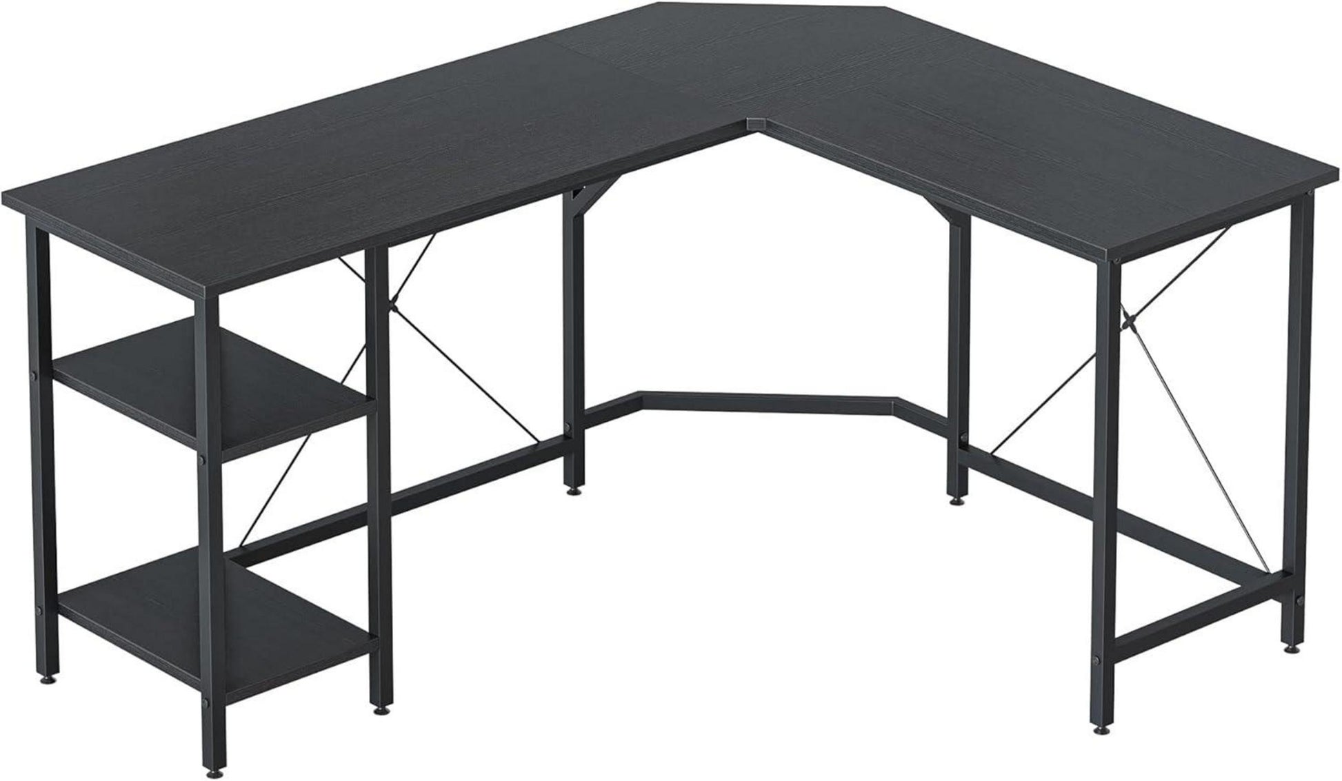 L-förmiger Schreibtisch mit Regalen 150x120 cm Schwarz Homeoffice Gaming