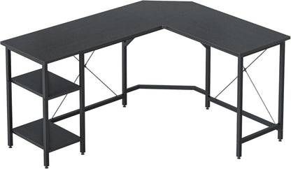 L-förmiger Schreibtisch mit Regalen 150x120 cm Schwarz Homeoffice Gaming