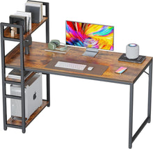 Computertisch mit Regalen Melamin Stahl Braun 120cm