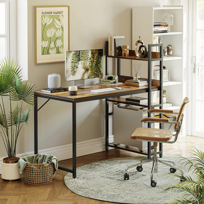 Computertisch mit Regalen Melamin Stahl Braun 120cm
