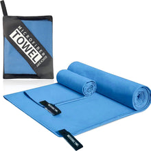 Mikrofaser Strandhandtuch Schnelltrocknend Sauna Fitness Yoga Blau 2er