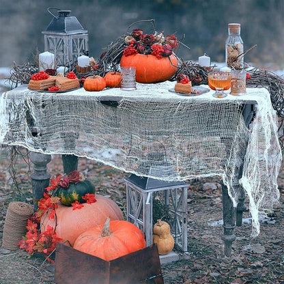 Halloween Deko Schwarz Gaze 215 x 800 cm Gruseliges Tuch für Party