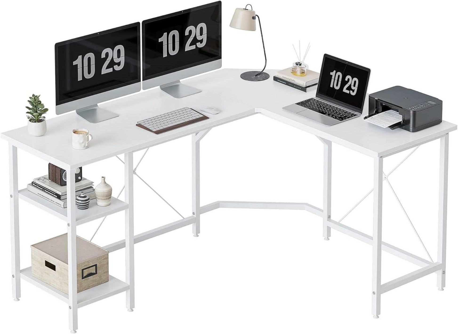 L-förmiger Schreibtisch mit Regalen 150x120 cm Eckschreibtisch Gaming
