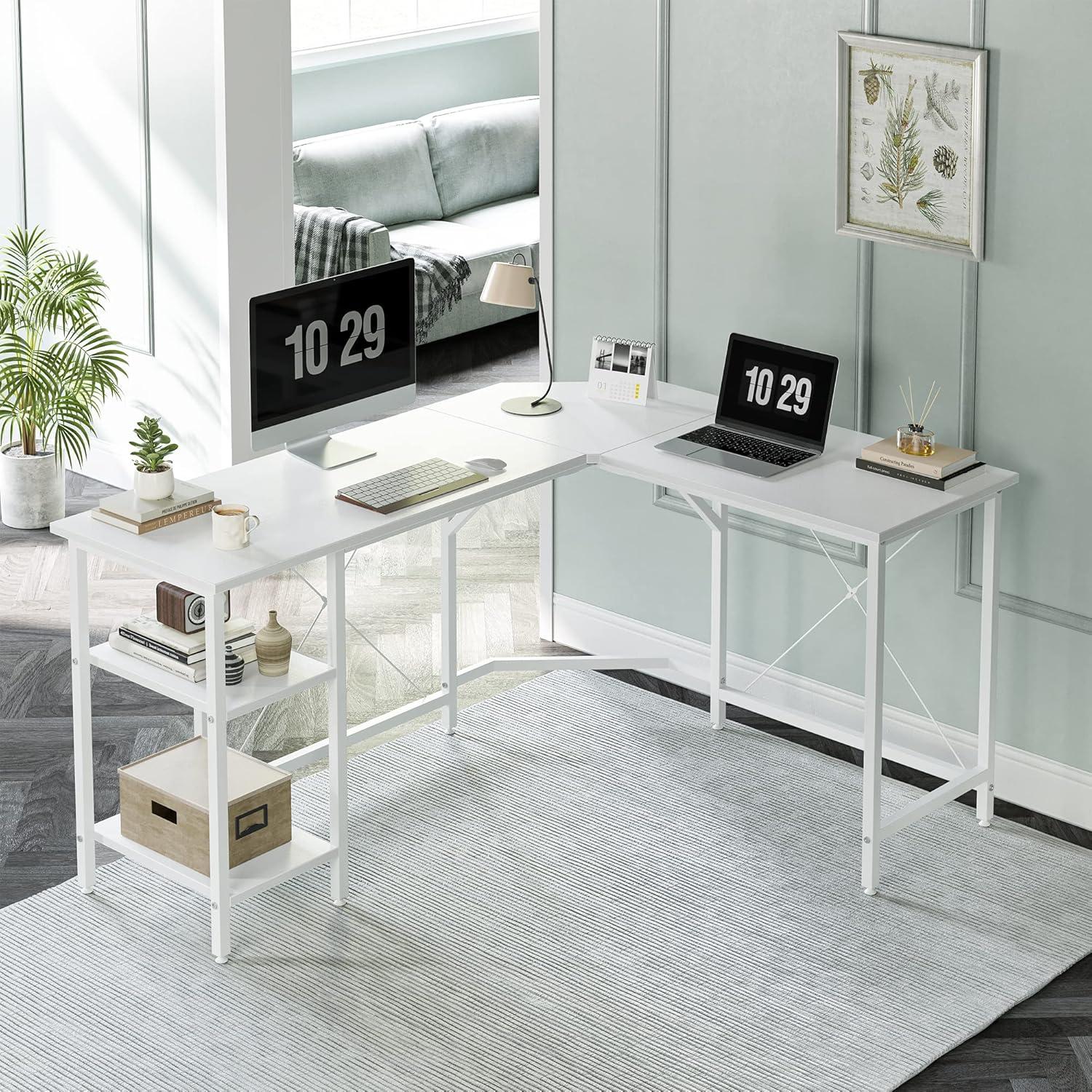 L-förmiger Schreibtisch 150x120 cm Regale