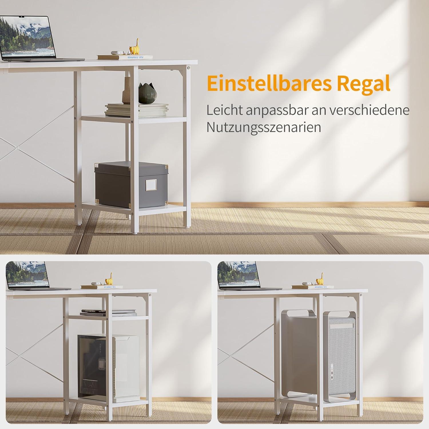 L-förmiger Schreibtisch 150x120 cm mit Regalen