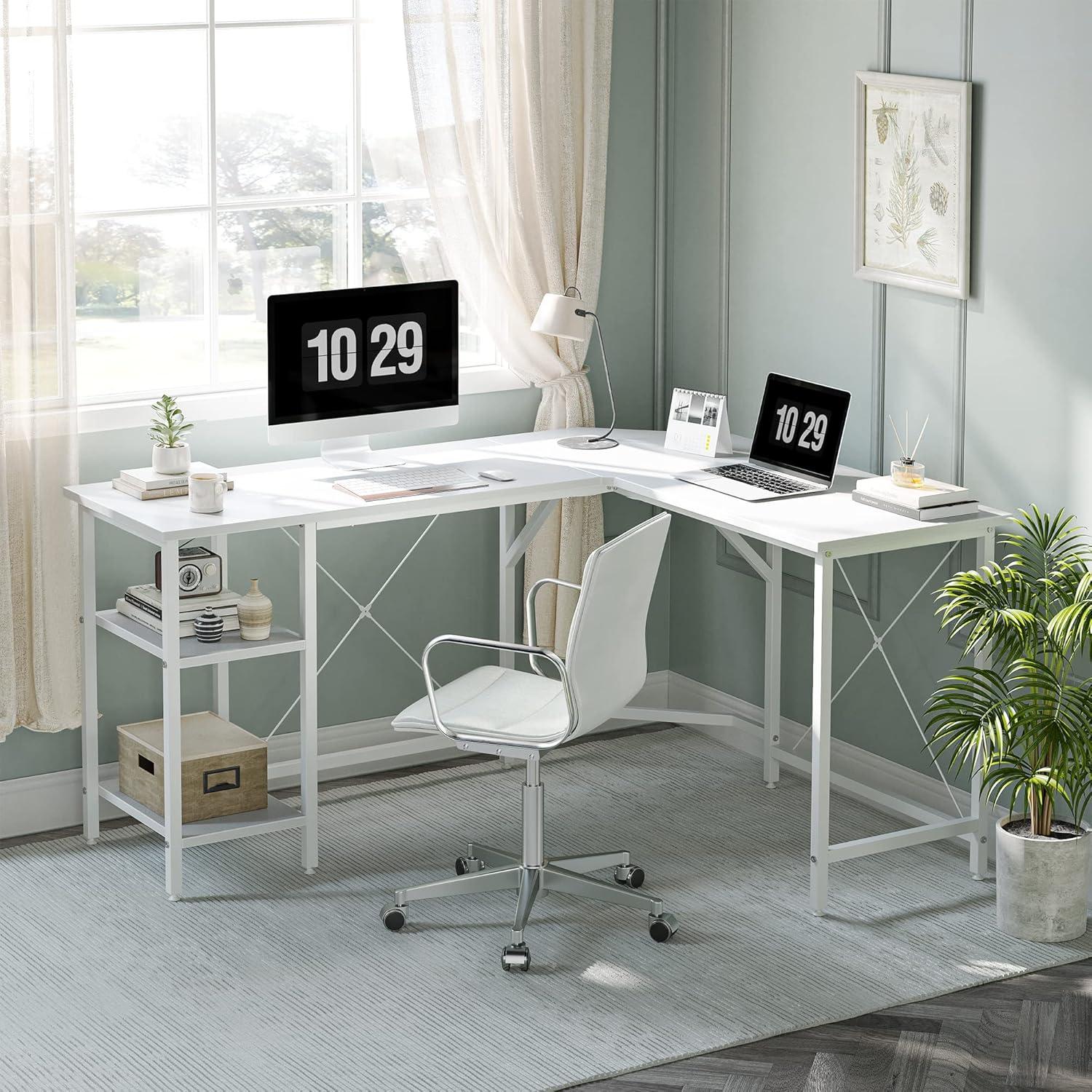 L-förmiger Gaming-Schreibtisch mit Regalen 150x120 cm