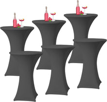 6er-Set Grau Stretch Stehtisch Husse Bistrotisch Spandex Tischdecke