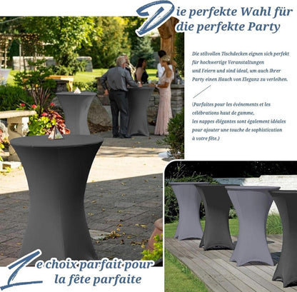 6er-Set Stretch Stehtisch Husse Bistrotisch Ø60-65 cm Spandex Tischdecke