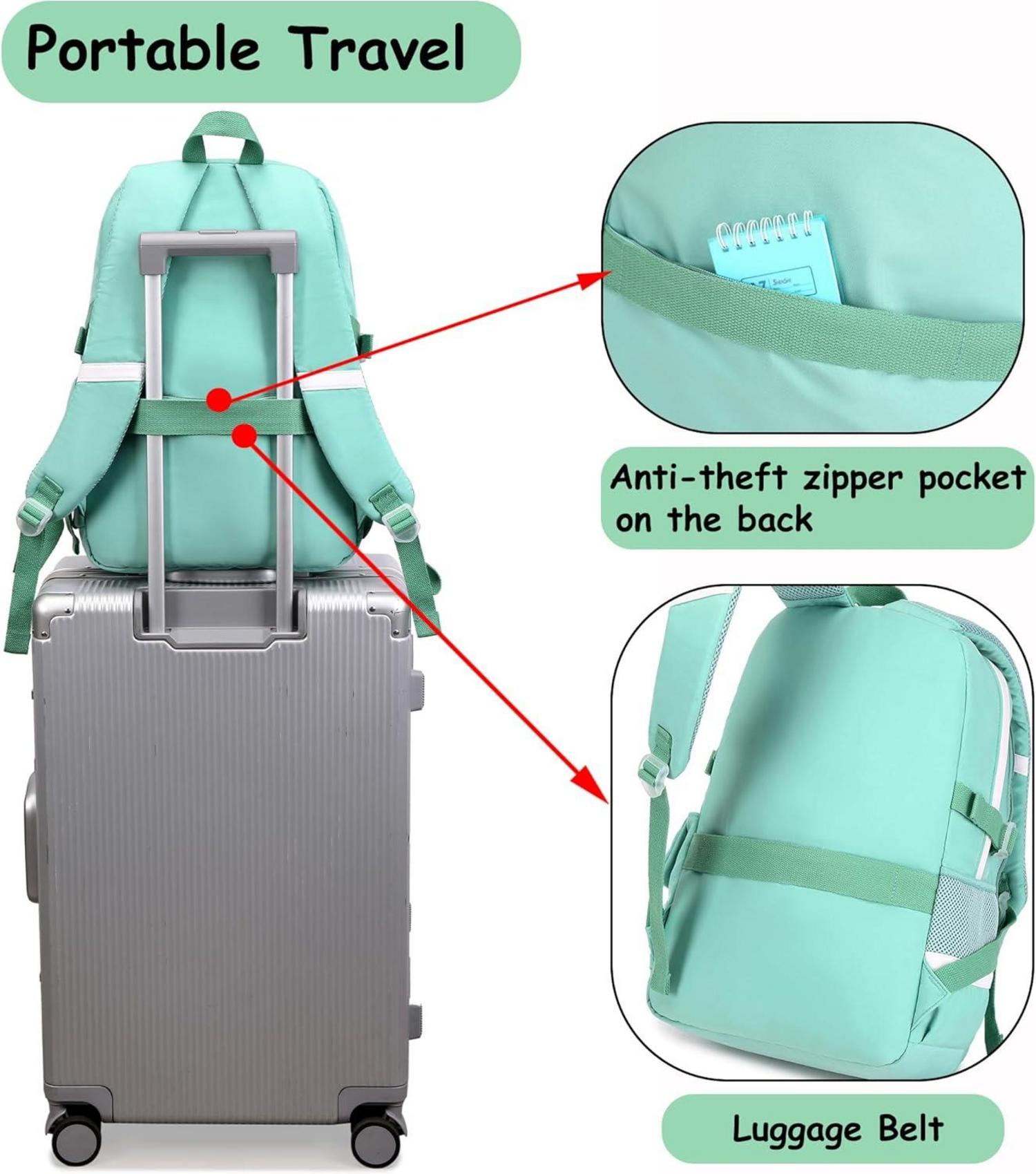 Makukke Rucksack Damen Teenager Mädchen Anime Schulrucksack Grün