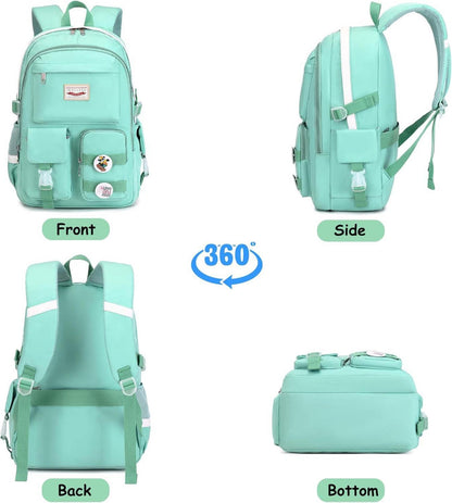 Damen Schulrucksack Mädchen Teenager Anime Bookbag Grün