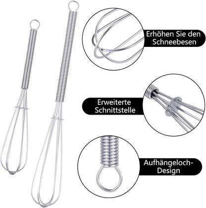 Schneebesen Set Edelstahl 6er Klein Groß Rührbesen Kugelschneebesen