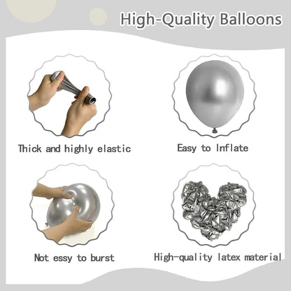 Silber Luftballon Girlande Kit 120 Stück Party Deko Set