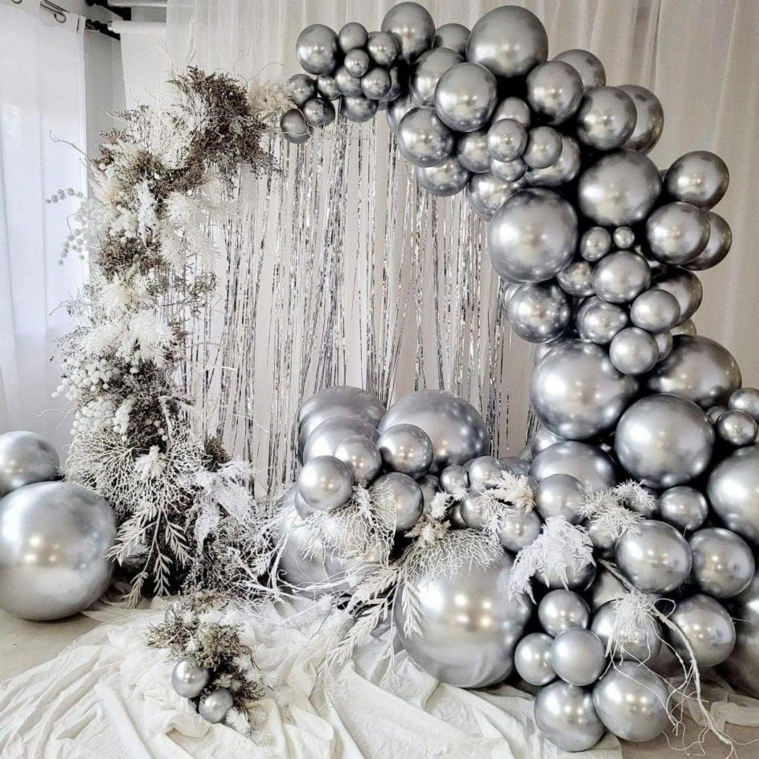 Luftballons Silber Set 120 Stück Geburtstag Hochzeit Party Deko
