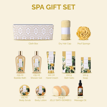 SPA LUXETIQUE Geschenkset 12-tlg. Vanilleduft Badesalz Badebomben