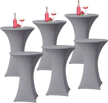6er-Set Hellgrau Stretch Stehtisch Husse Bistrotisch Ø60-65 cm Spandex