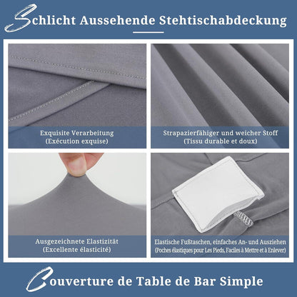 6er-Set Hellgrau Stretch Stehtisch Husse Bistrotisch Ø60-65 cm Spandex