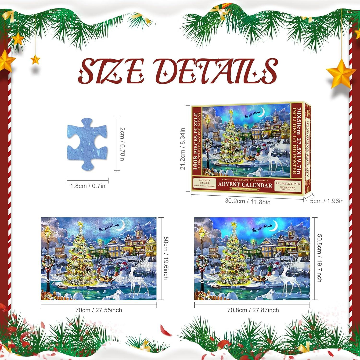 Adventskalender Puzzle 1008 Teile Weihnachten Schnee Geschenke