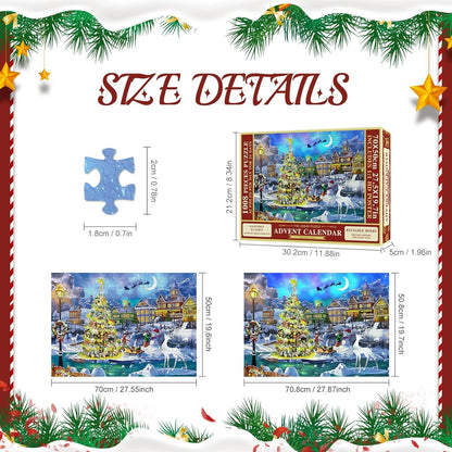 Adventskalender Puzzle 1008 Teile Weihnachten Schnee Geschenke