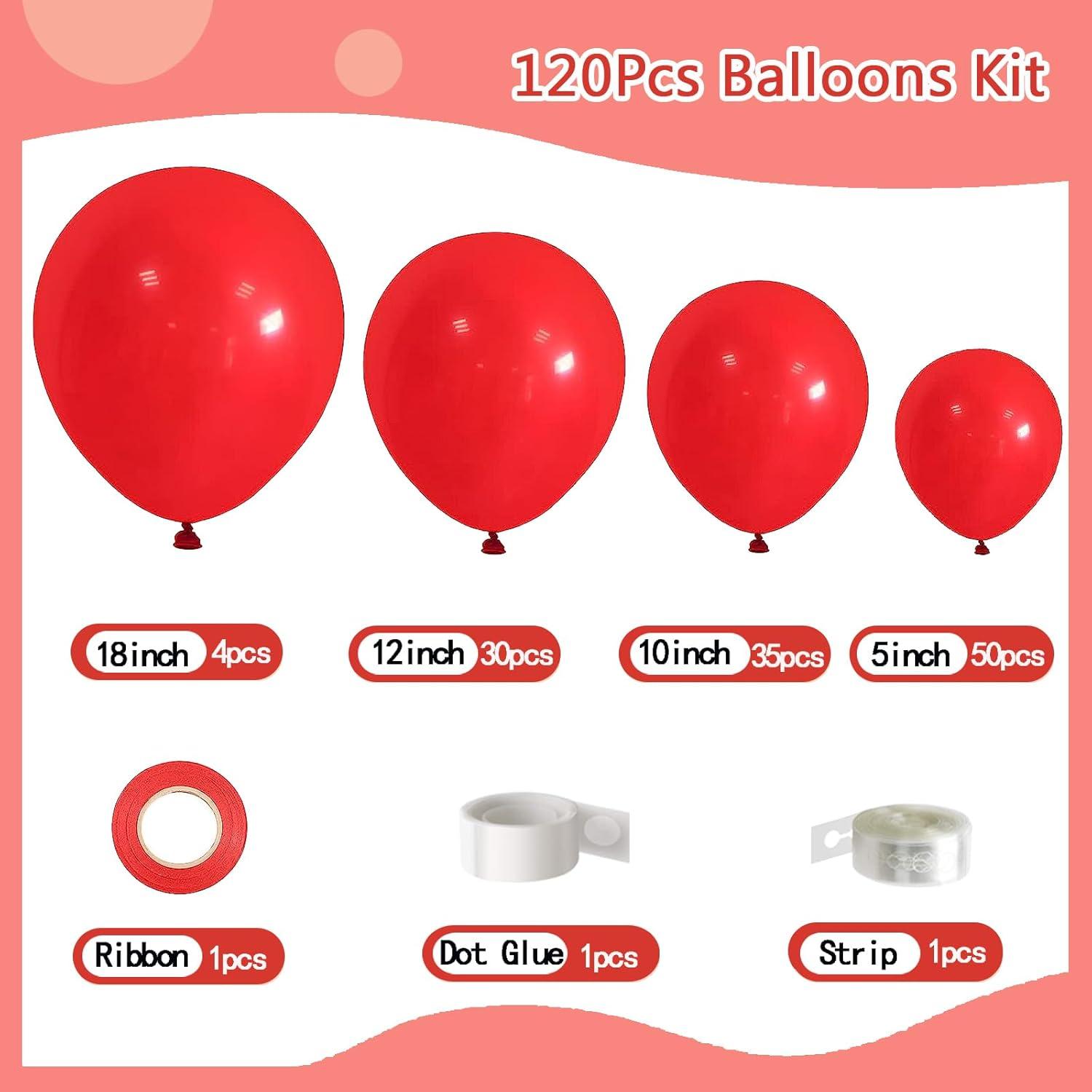 120 Stück Luftballons Rot Party Deko Set 5-18 Zoll Balloon