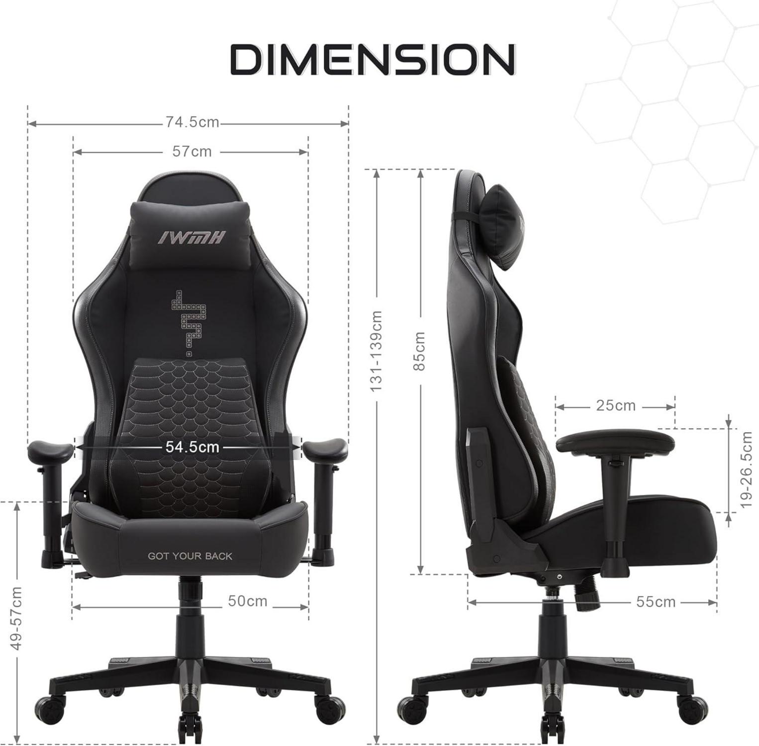 Gaming Stuhl Ergonomischer Bürostuhl 3D Lordosenstütze Racing