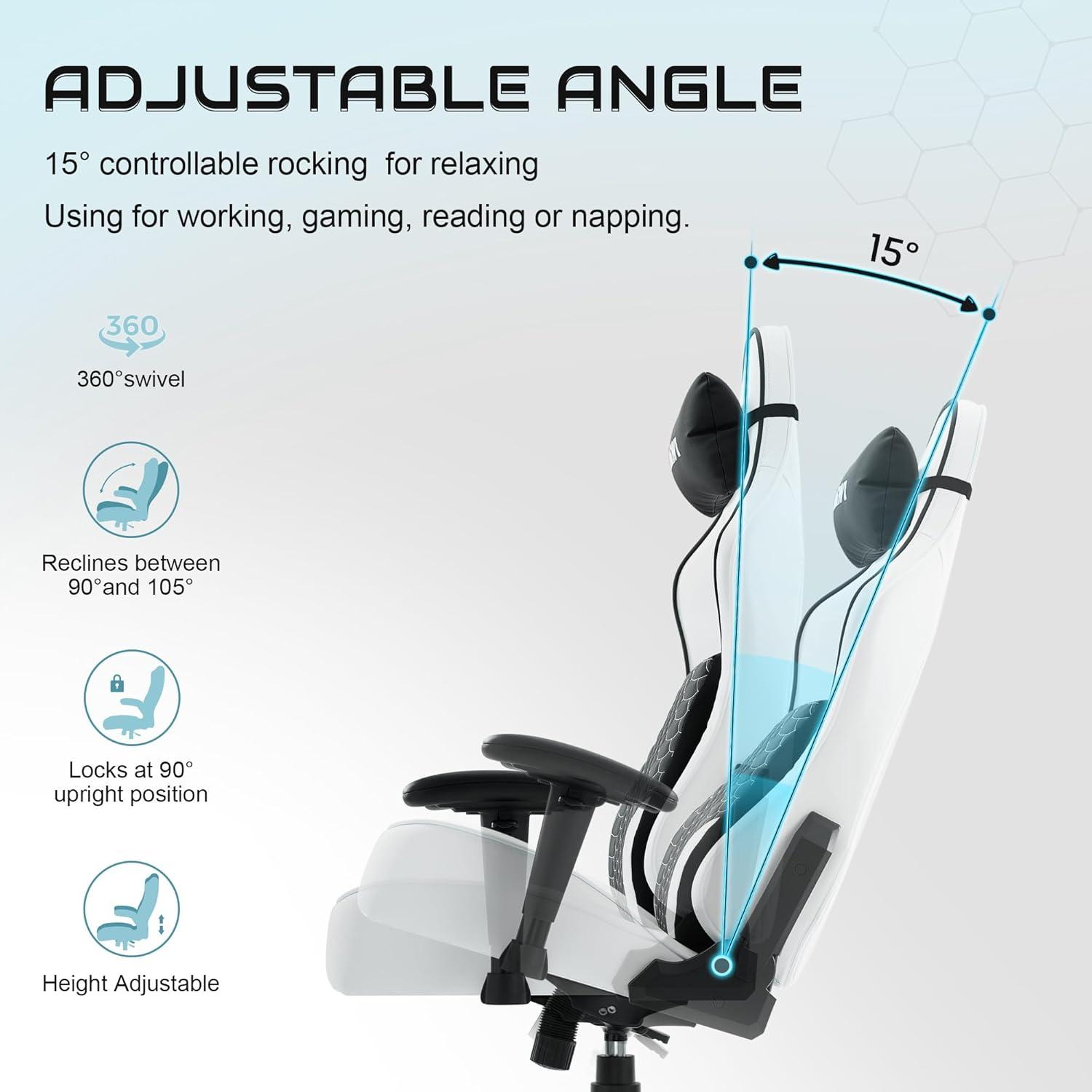 IWMH Gaming Stuhl Bürostuhl mit 3D-Lordosenstütze Racing Sessel