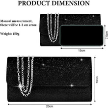 Elegante Clutch mit Kette für Damen, Schwarz