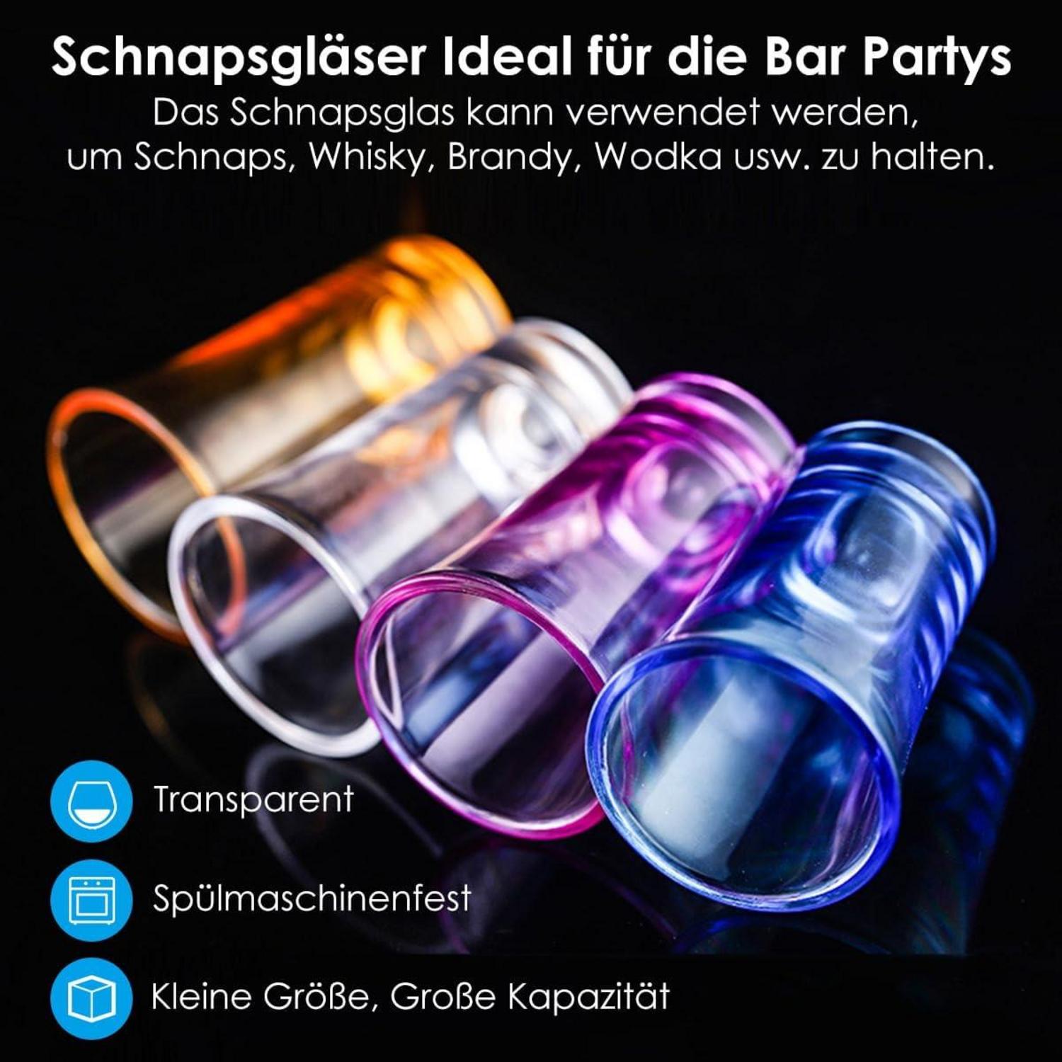 24er Set Shotgläser 3.5cl Dicke Boden Acryl Transparente Pinchengläser - Ideal für Tequila, Wodka, Ouzo, Sambuca