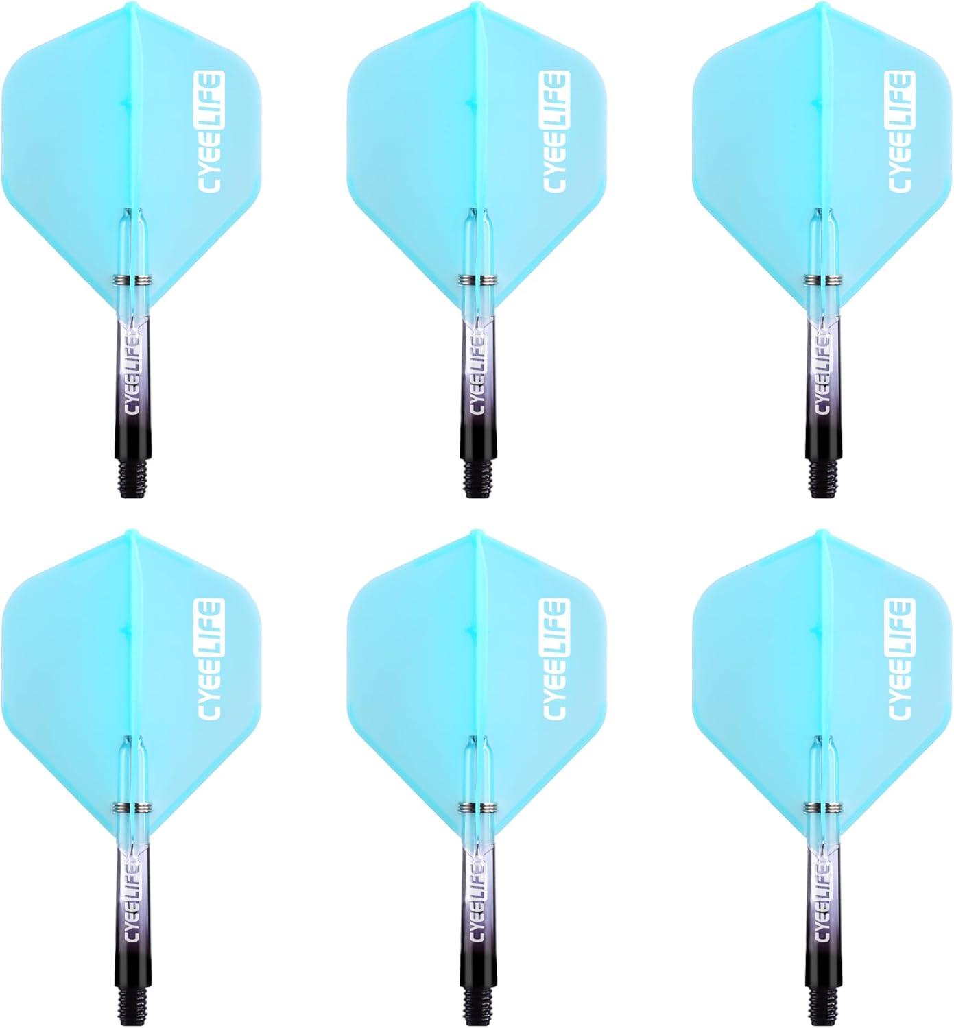 Dart Flight & PC Schäfte Set mit O Ringen, 6er-Set (48mm), Blau