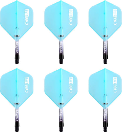 Dart Flight & PC Schäfte Set mit O Ringen, 6er-Set (48mm), Blau
