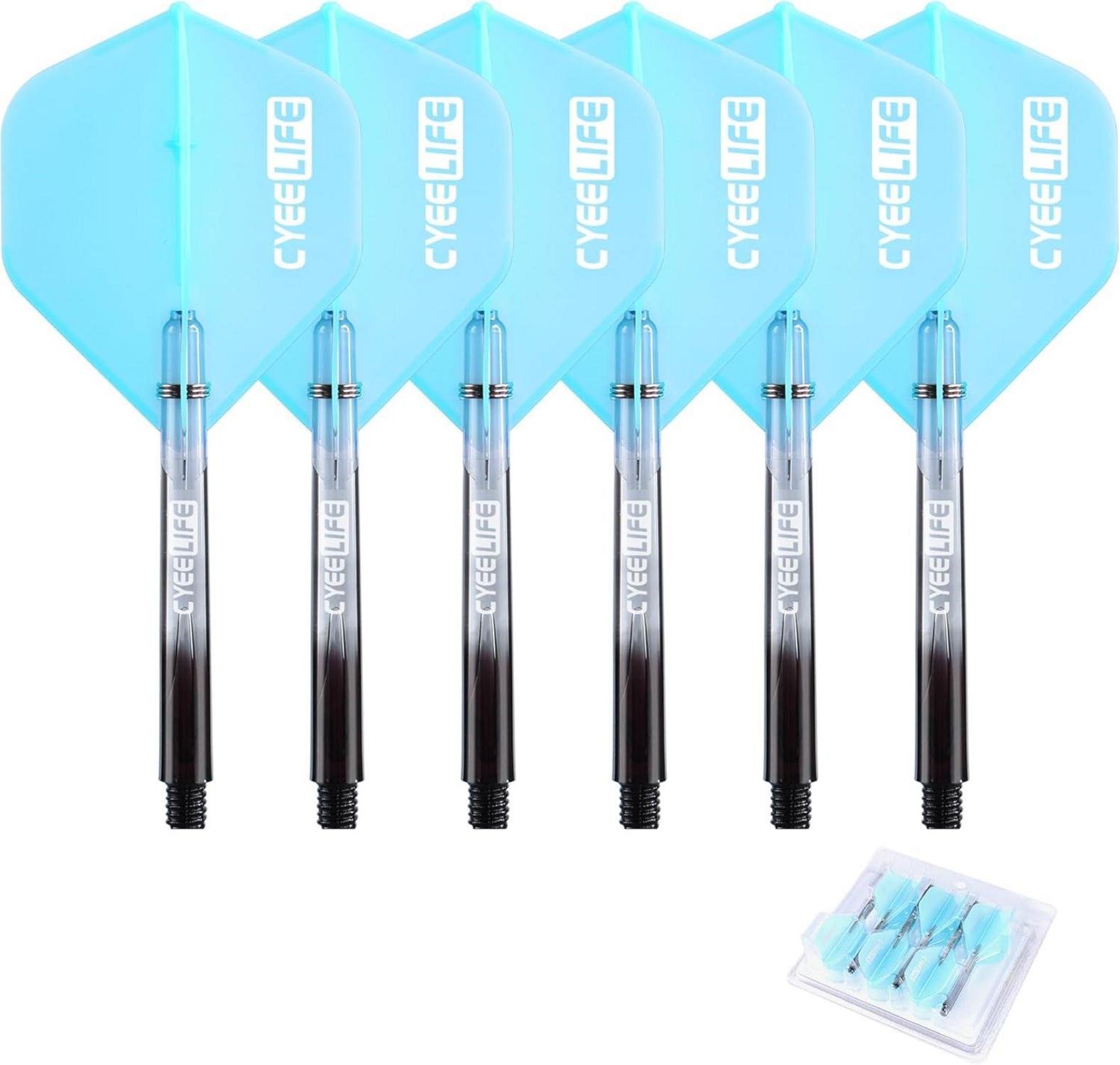 Dart Flight Schäfte Set 6er-Set Blau 48mm Metallringe