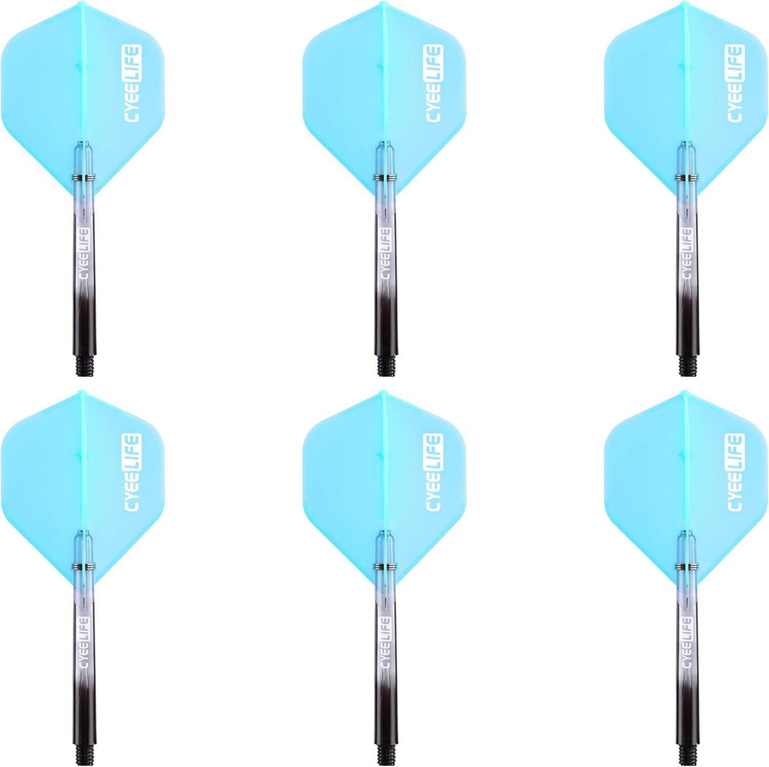 Dart Flight & PC Schäfte Set 6er-Set inkl. O Ringe (48mm) Blau