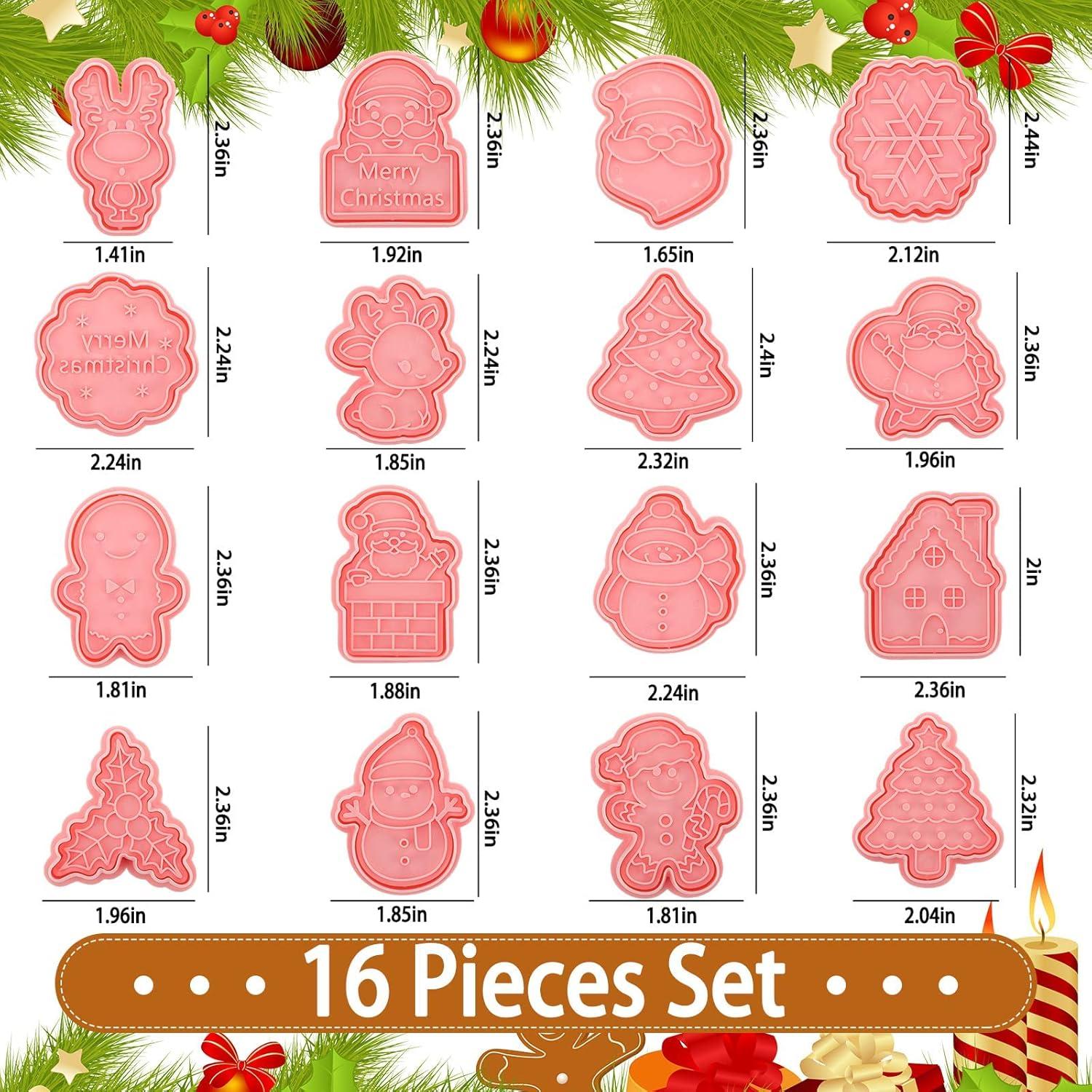 16 Ausstechförmchen Weihnachtsausstecher Set für Kinder Cookie Cutter