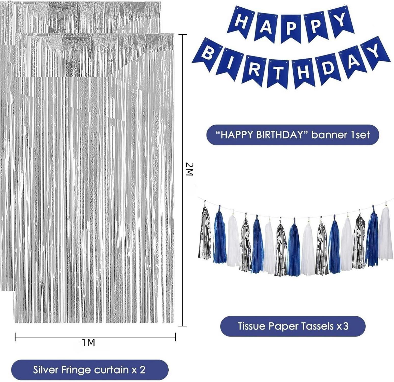 Geburtstagsdeko Blau Silber Party Deko Luftballons Happy Birthday